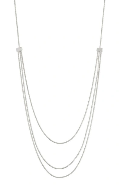 Nordstrom Rack Three Tier Drape Chain Necklace In Rhodium
