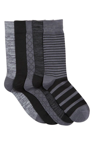 Nordstrom Rack Ultra-soft 5-pack Crew Socks In Black -charcoal Multi