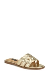 Nine West Geena Slide Sandal In Gold - Faux Leather