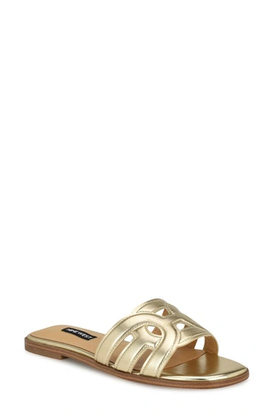 Nine West Geena Slide Sandal In Gold