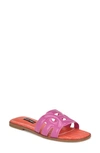 Nine West Geena Slide Sandal In Dark Neon Pink Patent