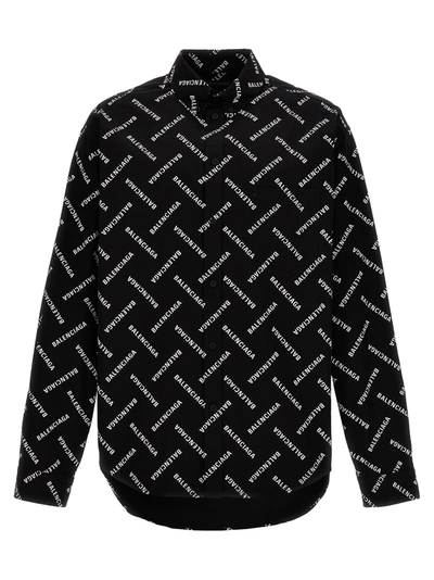 Balenciaga Logo Print Shirt Shirt, Blouse In Black