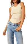 Free People Kate Rib Stretch Cotton Tank In Bleached Sand