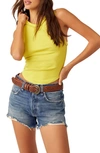 Free People Kate Rib Stretch Cotton Tank In Yellow