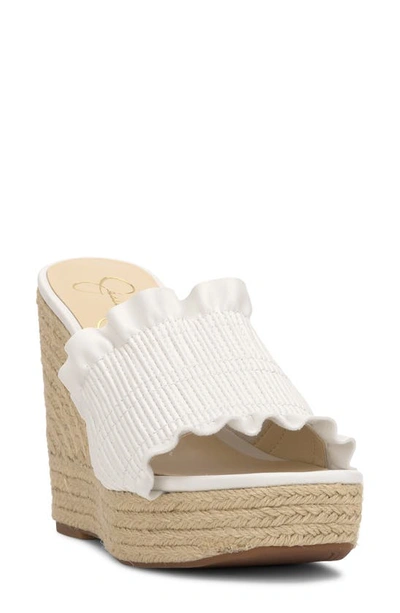 Jessica Simpson Serilda Espadrille Platform Wedge Slide Sandal In Bright White