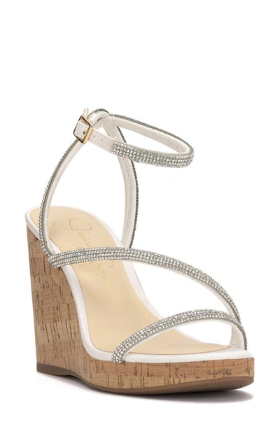 Jessica Simpson Tenley Ankle Strap Platform Wedge Sandal In White