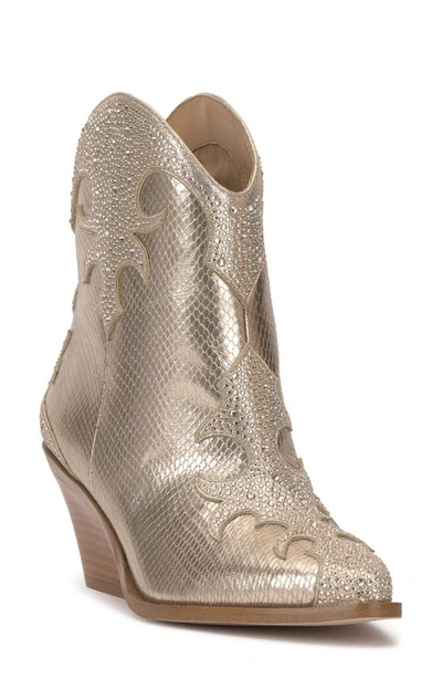 Jessica Simpson Zolly Bootie In Champagne Faux Leather