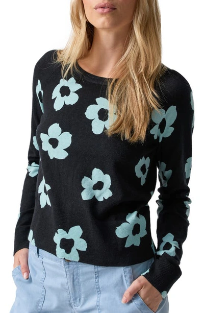 Sanctuary All Day Long Sweater In Aqua Flowe