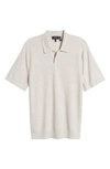 Theory Goris Lightweight Knit Polo Shirt In Melange Ivory