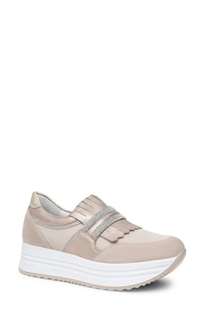 Nerogiardini Kiltie Bling Platform Sneaker In Pink