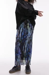 Topshop Abstract Print Plissé Maxi Skirt In Blue Multi