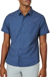 7 Diamonds Monti Geo Print Short Sleeve Performance Button-up Shirt In Navy