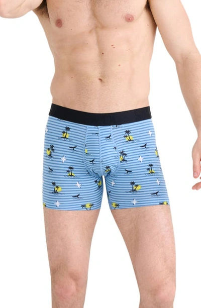 Saxx Men's Offshore Breeze Slim Fit Droptemp Cooling Boxer Briefs In Offshore Breeze- Blue