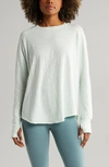 Zella Relaxed Long Sleeve Slub Jersey T-shirt In Green Glimmer