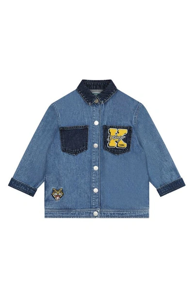 Kenzo Kids' Colorblock Denim Jacket In Bleach