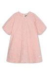 Kenzo Kids' Floral Embroidered Cotton Shift Dress In 46t-veiled Pink