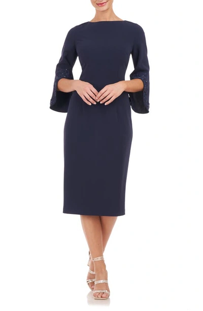 Js Collections Linett Soutache Cocktail Sheath Dress In Navy