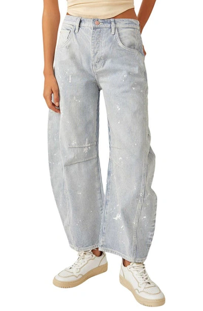 Free People Good Luck Paint Splatter Stripe Jeans In Tracks