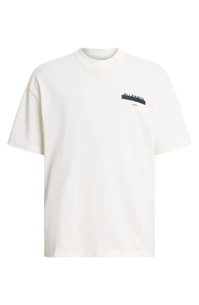 Allsaints Redact Mock Neck Graphic T-shirt In Ashen White