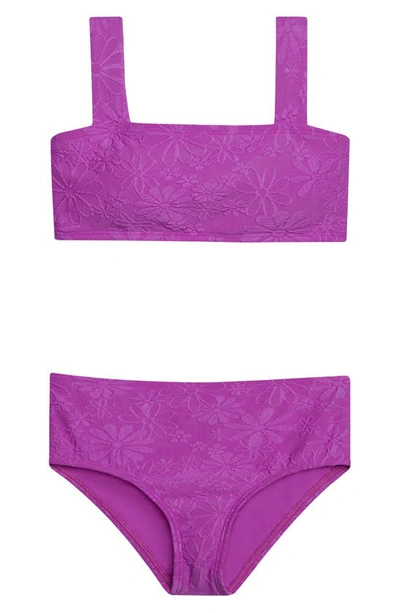 Hobie Kids' Jacquard Two-piece Swimsuit In Violet