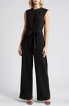 Tahari Asl Twist Neck Sleeveless Jumpsuit In Black