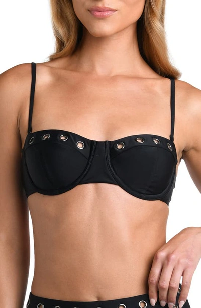 L Agence Alexandria Grommet Convertible Underwire Bikini Top In Black