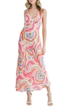Mila Mae Abstract Floral Maxi Dress In Red
