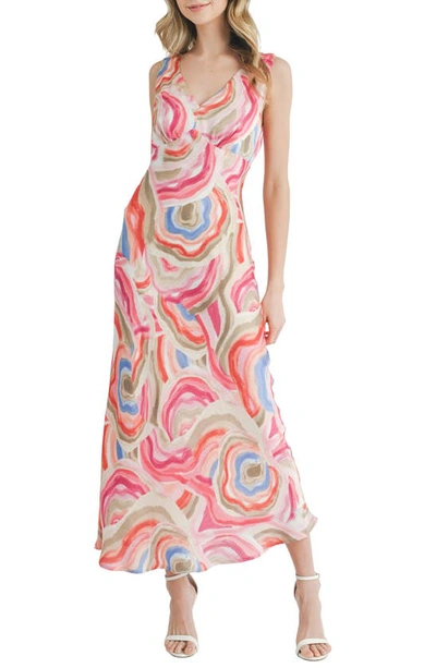 Mila Mae Abstract Floral Maxi Dress In Red