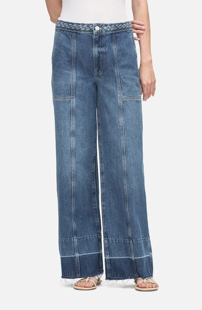 Frame Braided High Waist Raw Hem Wide Leg Jeans In Dewdrop