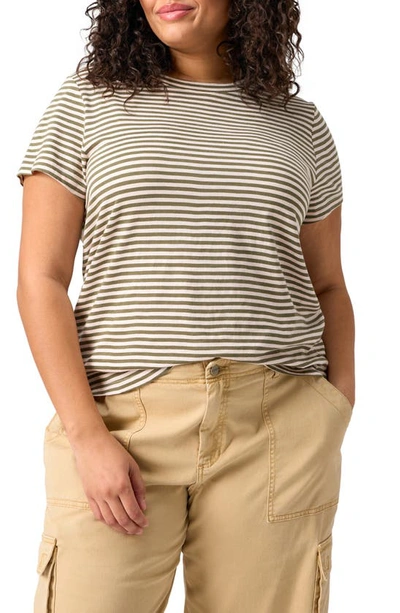 Sanctuary The Perfect Geo Print Cotton Blend Knit Top In Burnt Olive
