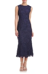 Js Collections Meli Soutache Cocktail Midi Dress In Navy