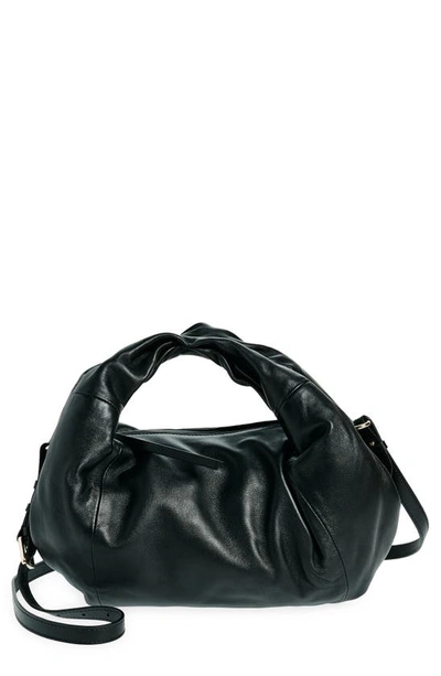 Dries Van Noten Twister Leather Top Handle Bag In Black