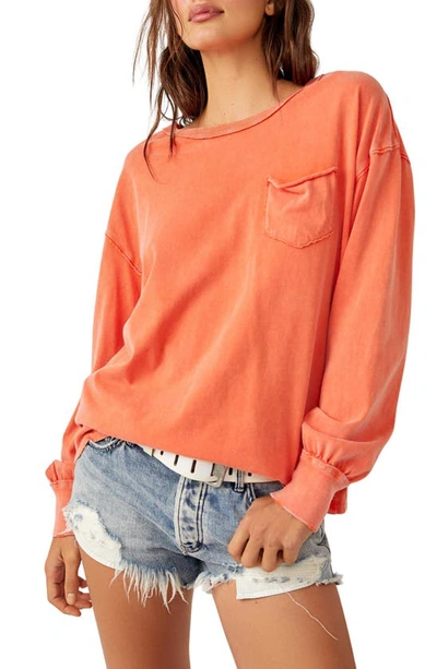 Free People Fade Into You Knit Top In Mandarin Red