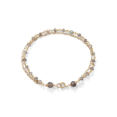 Liv Oliver 18k Gold Double Strand Labradorite Bracelet