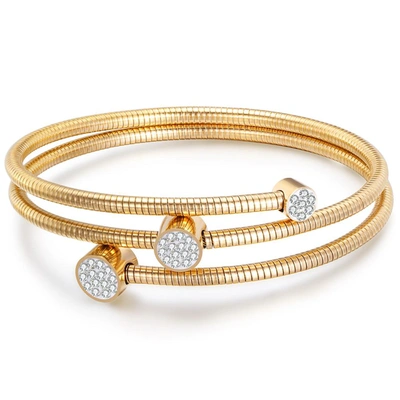 Liv Oliver 18k Gold & Cz Wrap Bangle Bracelet