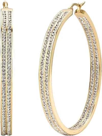 Liv Oliver Silver Crystal Inside Out Hoop Earrings In Gold