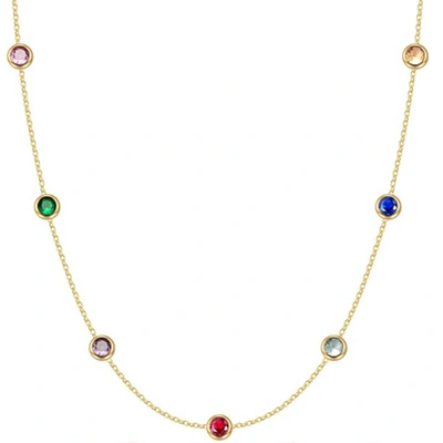 Liv Oliver 18k Gold Multi Color Station Necklace