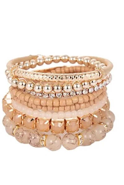 Liv Oliver 18k Gold Multi Gemstone White Crystal Bracelet Set