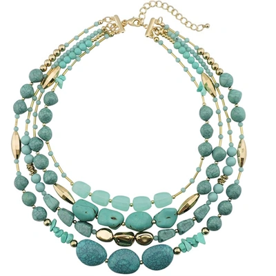 Liv Oliver 18k Gold Multi Turquoise Statement Necklace