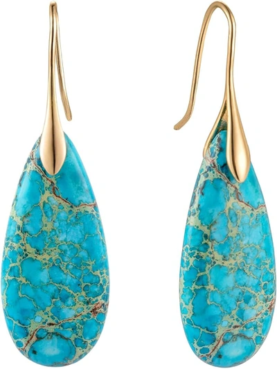 Liv Oliver 18k Gold Turquoise Pear Drop Earrings