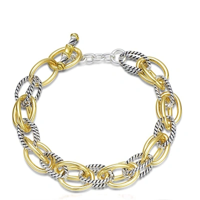 Liv Oliver 18k Gold Two Tone Textured Link Bracelet In Multi