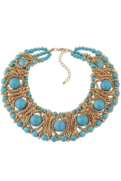 Liv Oliver 18k Gold Multi Turquoise Statement Necklace