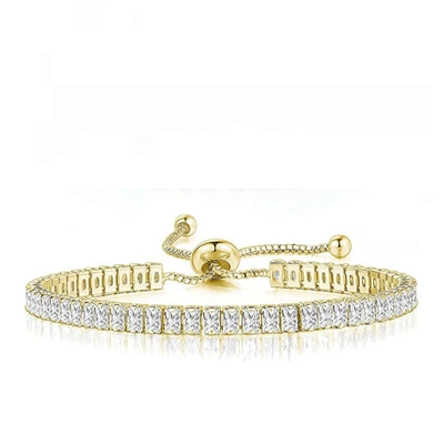 Liv Oliver 18k Gold Emerald-cut Adjustable Bracelet