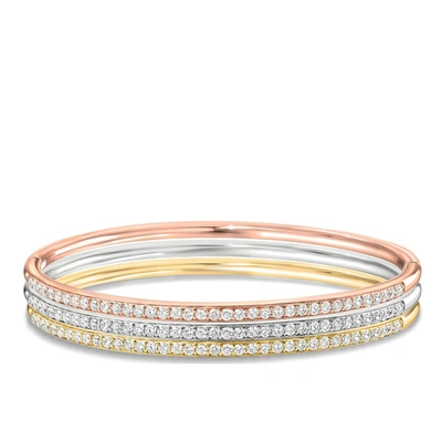 Liv Oliver 18k Tri-color Embellished Bangle Set In Multi