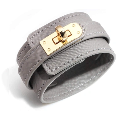 Liv Oliver 18k Gold Grey Leather Bracelet