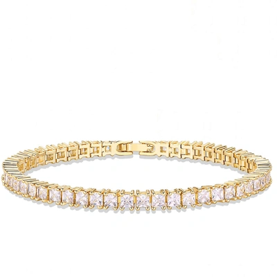 Liv Oliver 18k Gold Princess Cut Cz Eternity Tennis Bracelet