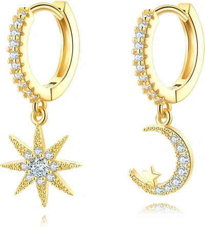 Liv Oliver 18k Gold Star & Moon Drop Earrings