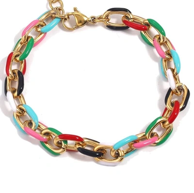 Liv Oliver 18k Gold Multi Color Link Bracelet
