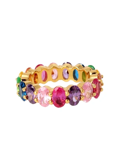 Liv Oliver 18k Gold Multi Color Oval Eternity Ring