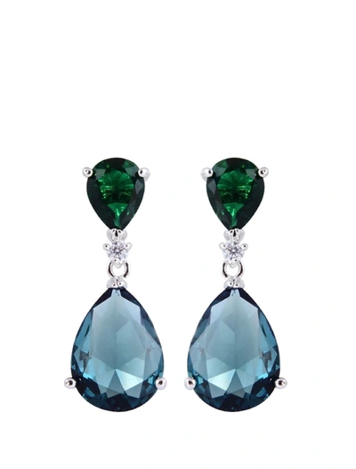 Liv Oliver Silver Tear Drop Two Tone Gemstone Earrings